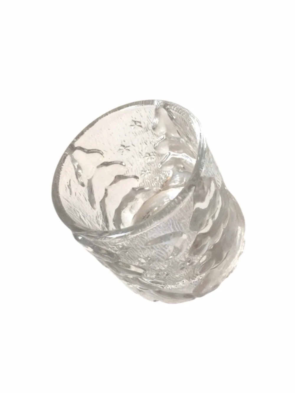 Vintage Indonesia Glass Votive Candle  Holders set of 2 - winter moon Christmas